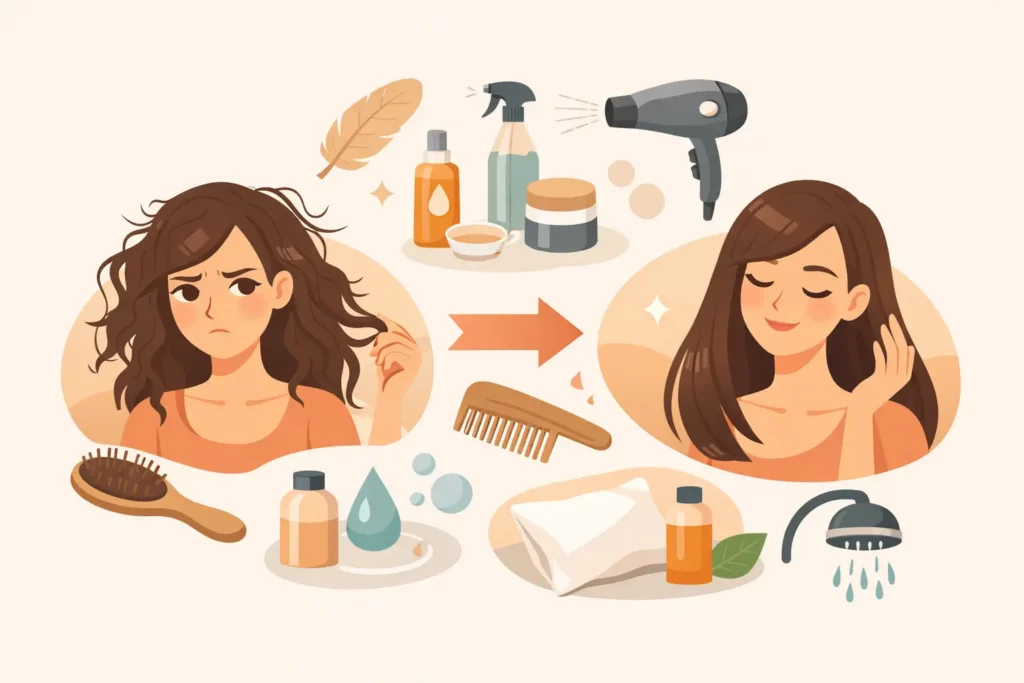 Was hilft gegen Frizz? 7 sanfte Schritte